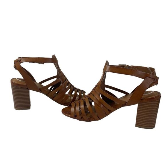 ANA 7.5 Sandals brown straps with and buckle and chunky heel - Picture 5 of 8